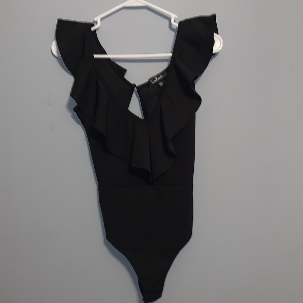 Lulu's Black Ruffle Bodysuit